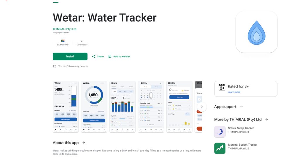 Wetar: Water Tracker screenshot